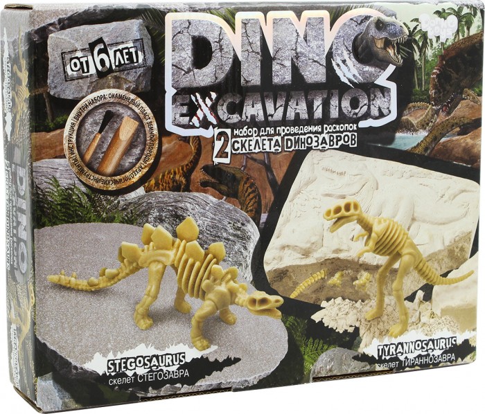 Наборы для опытов и экспериментов Danko Toys Набор для проведения раскопок Dino Excavation Динозавры (Стегозавр и Тираннозавр) наборы для опытов и экспериментов danko toys набор для проведения раскопок dino excavation динозавры стегозавр и тираннозавр