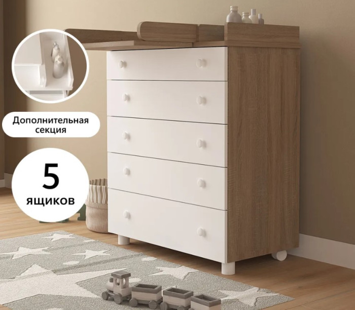 Комод Forest kids Vikki soft пеленальный 5 ящиков 7900₽