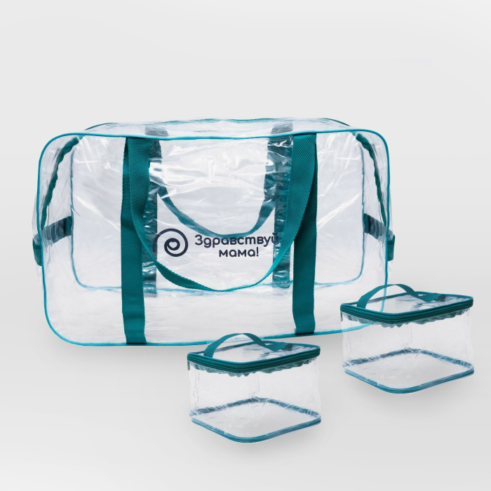 Здравствуй, Мама! Сумка в роддом набор 3 шт. (54х33х24 см, 21х21х15 см, 21х21х15 см)