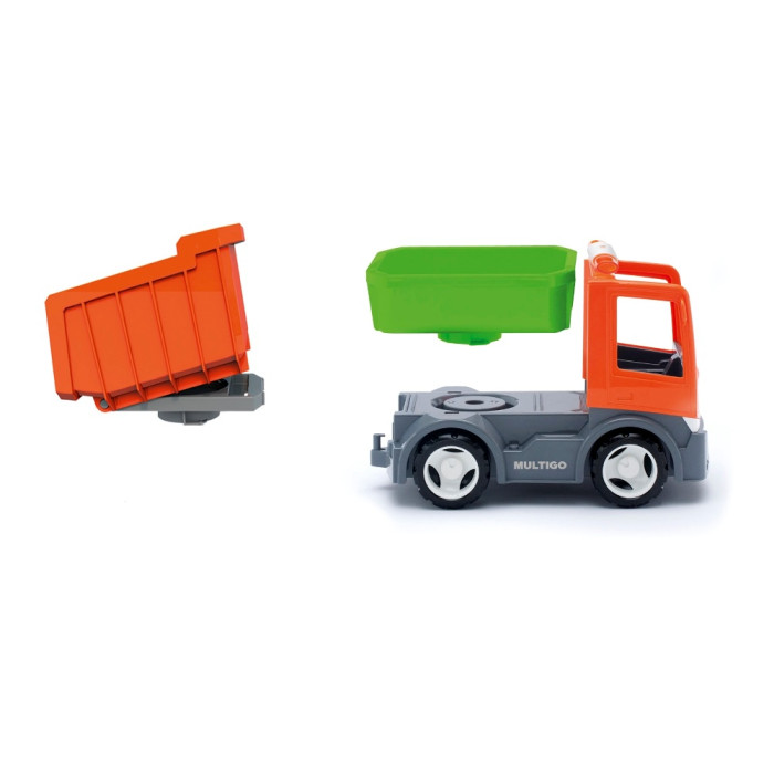 Машины Multigo Самосвал со сменными кузовами мусоровоз efko multigo со сменным кузовом 37053ef ch 27053 22 см зеленый серый оранжевый