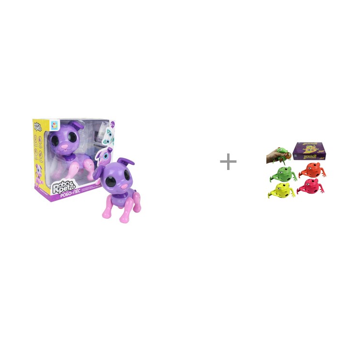 Интерактивная игрушка 1 Toy RoboPets Робо-пёс и 1 Toy Мелкие пакости жмяка лягушка