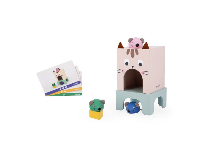 Janod Игра настольная Кошки-мышки подбери слова к рассказу развивающая игра для дошкольников