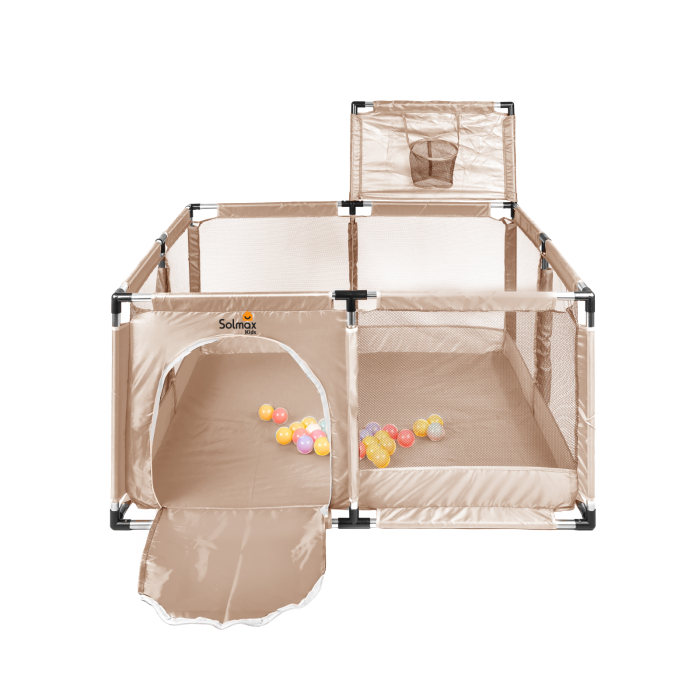 Манеж Solmax  Детский игровой манеж с баскетбольным кольцом бежевый манеж детский cam sonno teddy g 247
