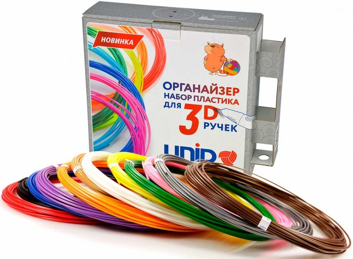 Unid Комплект пластика ABS для 3Д ручек -12 цветов в органайзере