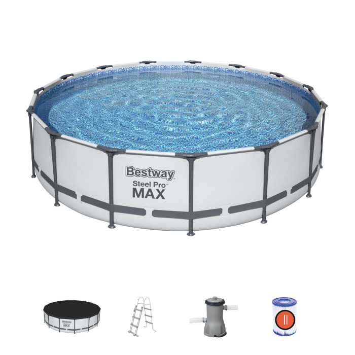 Бассейн Bestway Бассейн каркасный Steel Pro Max 457x107 см 56488 песочный фильтр насос для бассейна bestway 58499 7751 л ч
