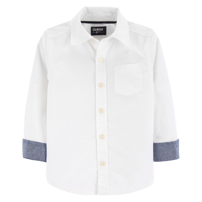 

OshKosh B'gosh Рубашка для мальчика с серыми отворотами, Рубашка для мальчика с серыми отворотами