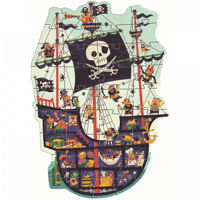 Djeco Пазл гигант Пиратский корабль 36 деталей roommates наклейки для декора пиратский корабль