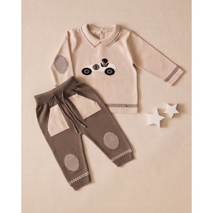 Комплекты детской одежды Leoking Костюм с гоночной машиной (кофта и штанишки) 8412 фото