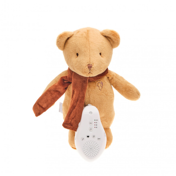 фото Мягкая игрушка drema babydou мишка в шарфе с белым и розовым шумом