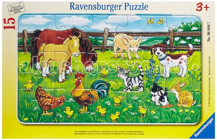 

Ravensburger Пазл Животные на лугу 15 элементов, Пазл Животные на лугу 15 элементов