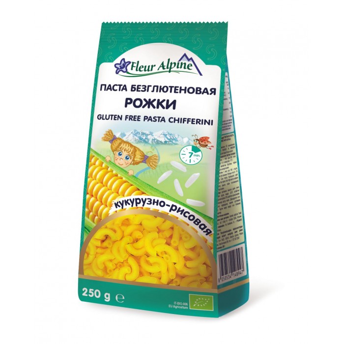 Паста безглютеновая Рожки кукурузно-рисовая 250 г Fleur Alpine — купить ...