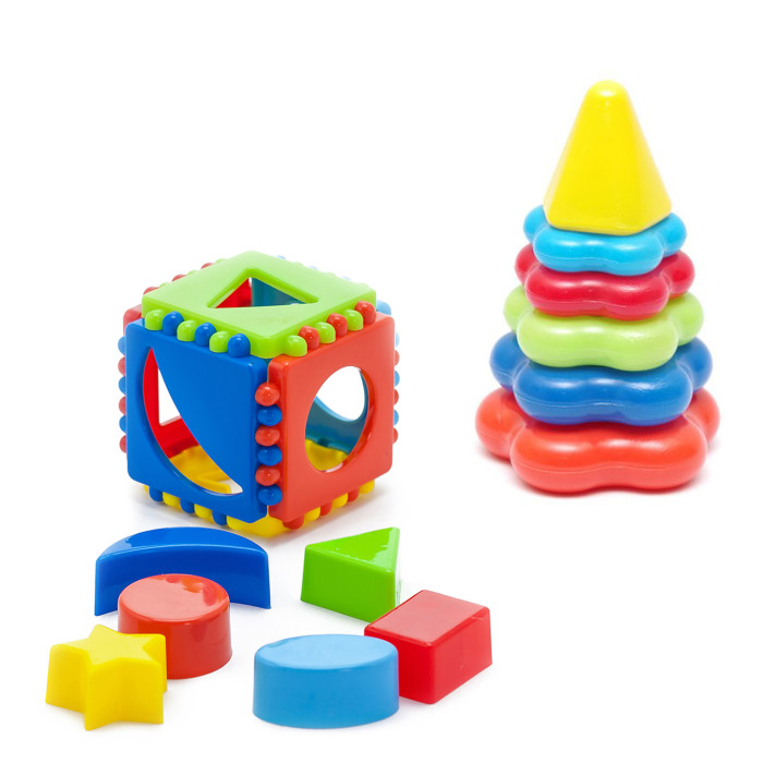 фото Развивающая игрушка тебе-игрушка набор игрушка кубик логический малый + пирамида детская малая