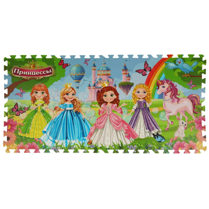 Игровой коврик Играем вместе тематический пазл Принцессы пазл сказочные принцессы с подарком 100 элементов