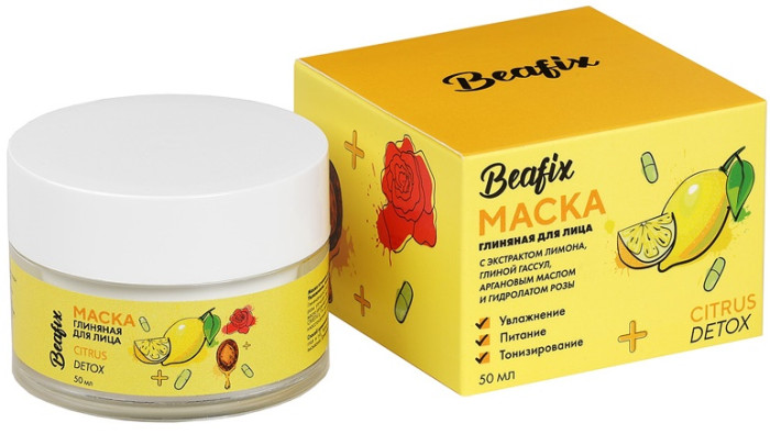 Beafix Маска для лица Citrus Detox глиняная увлажнение, питание и тонизирование 50 мл детокс маска для ощищения лица релаксирующая с охлаждающим эффектом 75г