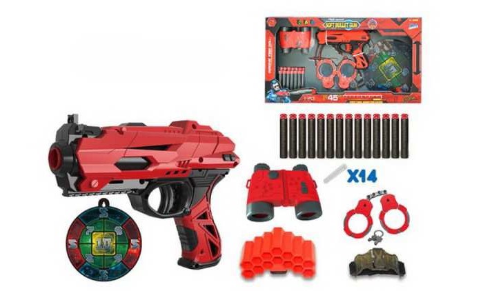 Junfa Бластер с мягкими снарядами 14 шт. бластер игрушечный junfa toys в наборе с 6 мишенями и 20 мягкими снарядами