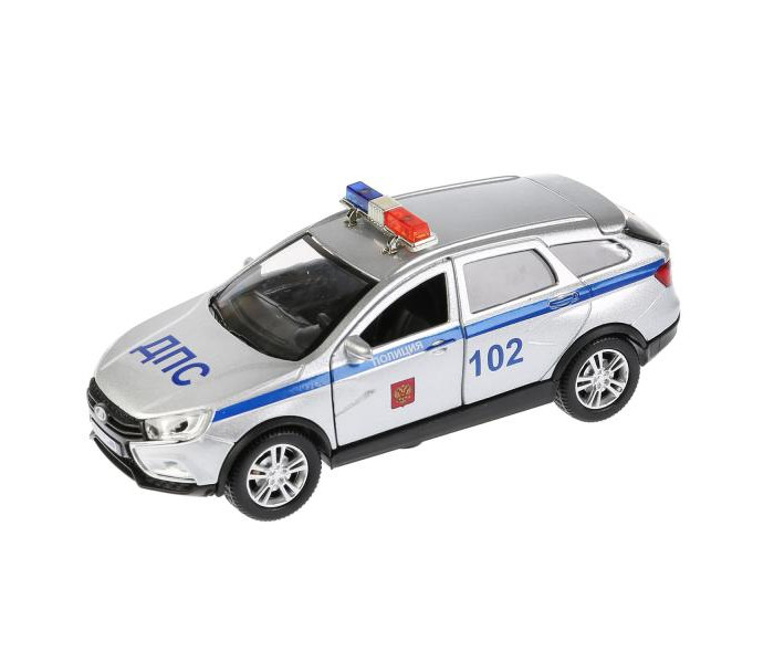 Машины Технопарк Машина металлическая со светом и звуком Lada Vesta SW Cross Полиция 12 см