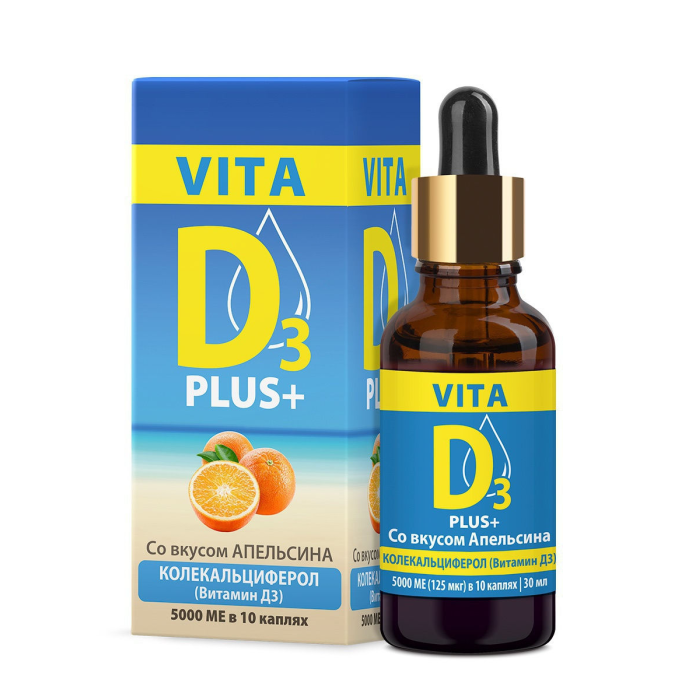 ФармаЛогика Витамин Д Vita D3 мицеллированный 5000 МЕ в 10 каплях со вкусом апельсина 30 мл