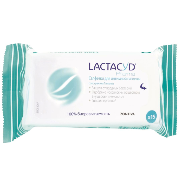  Lactacyd Pharma Салфетки для интимной гигиены с тимьяном 15 шт.