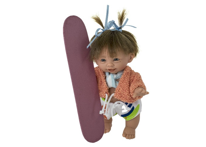 Куклы и одежда для кукол Lamagik S.L. Пупс Супер-девочка в светлых шортах с оранжевым принтом 18 см кукла lamagik джестито девочка ухмыляется в фиолетовом 18 см арт 149 5