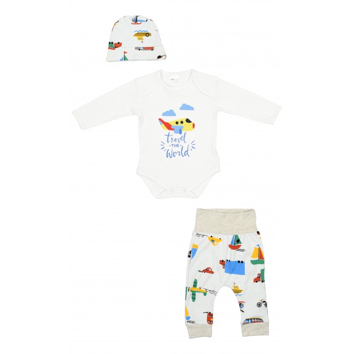 Комплекты детской одежды Panolino Комплект для мальчика (боди, штанишки, шапочка) PN14330 комплекты детской одежды carrot комплект комбинезон шапочка мой малыш