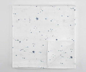 Пеленка Firstday муслиновая для новорожденных 120x120 см - Звезды синие