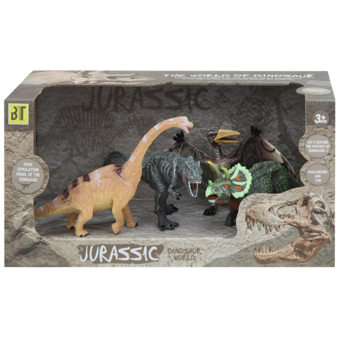 Игровые фигурки KiddiePlay Набор фигурок динозавров 12 см 4 шт. набор динозавров mioshi доисторический мир дракон в долине 3 шт подвижный звук свет rs004 4