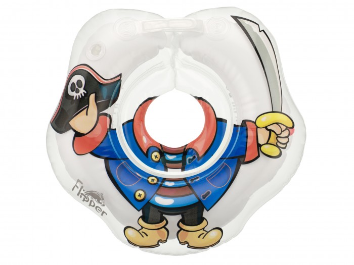 Круг для купания ROXY-KIDS Flipper на шею и плавания малышей Пират 3D-дизайн FL012