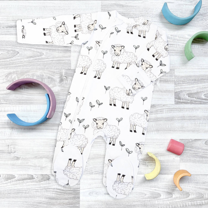 

Mjolk Комбинезон Sleep and Play Basic Овечки швы наружу, Комбинезон Sleep and Play Basic Овечки швы наружу