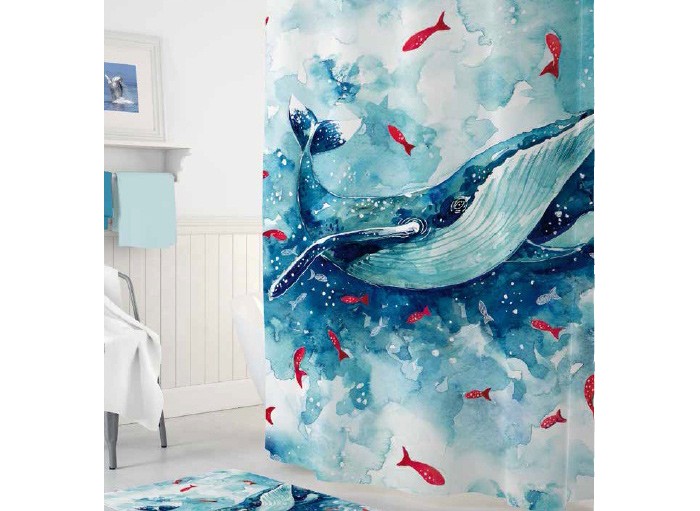 фото Tropikhome шторы для ванн полиэстер digital printed whale 180х200 см