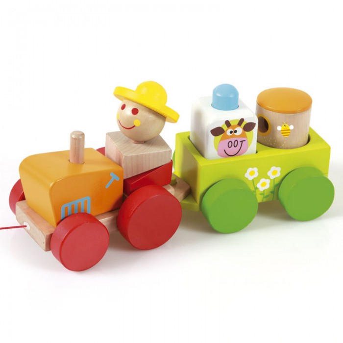 деревянные игрушки bochart синий трактор Деревянные игрушки Scratch Трактор Чарли