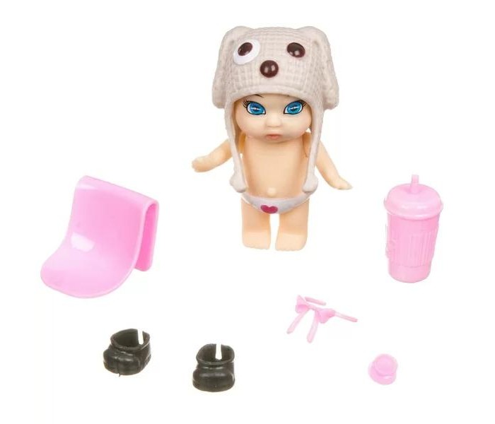 Bondibon Игровой набор OLY Кукла в бутылочке шапочке-ушанке с животным и аксессуарами