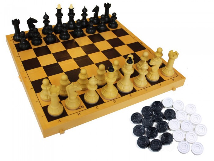 фото Владспортпром настольная игра шахматы, шашки с шахматной доской 29х29 см