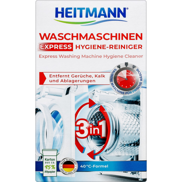 цена Бытовая химия Heitmann Экспресс-очиститель для стиральных машин Waschmaschinen Hygiene-Reiniger Express 250 г