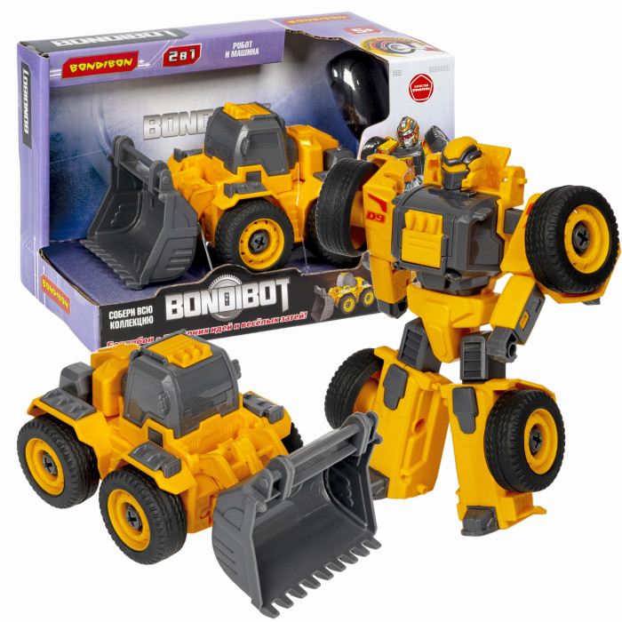цена Роботы Bondibon Трансформер Bondibot Робот-колёсный бульдозер 2 в 1
