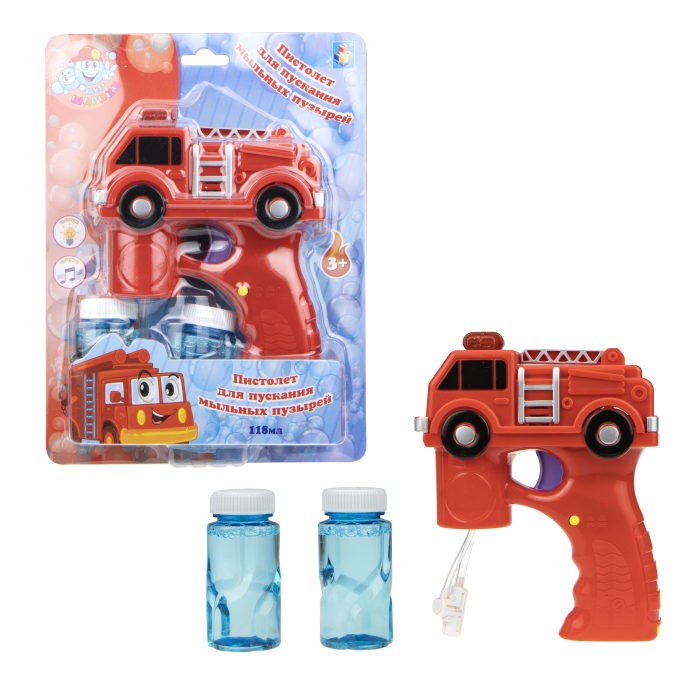1 Toy Мы-шарики Пистолет с мыльными пузырями Пожарная машина 118 мл