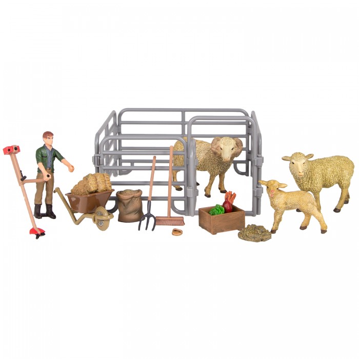 Masai Mara Набор фигурок животных На ферме (ферма игрушка, овцы, фермер, инвентарь) волки и овцы ход свиньёй раскраска для девочек