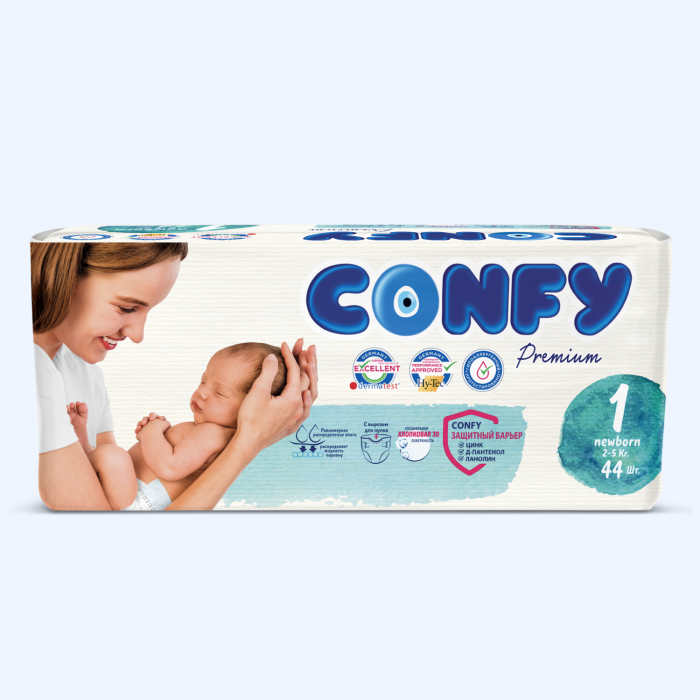  Confy Подгузники детские NewBorn р.1 (2-5 кг) 44 шт.
