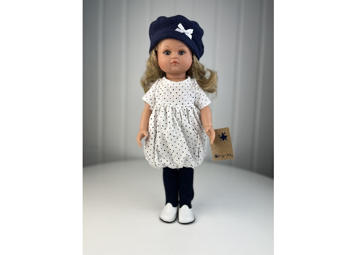 Куклы и одежда для кукол Lamagik S.L. Кукла Нэни блондинка в белом платье и синем берете 42 см куклы и одежда для кукол lamagik s l кукла нэни париж 42 см