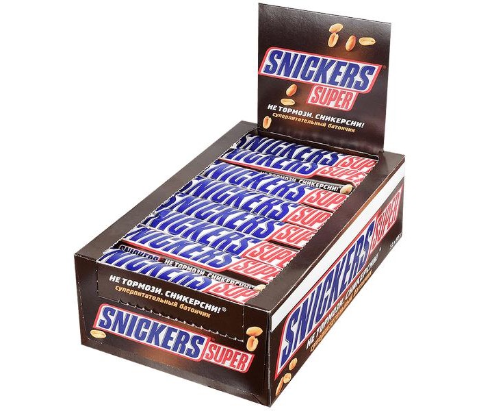 Шоколадный батончик snickers super, 80 г