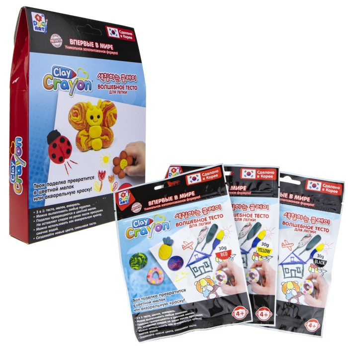 1 Toy Набор Clay Crayon тесто-мелков Бабочка 3 цвета по 30 г Т19009 - фото 1