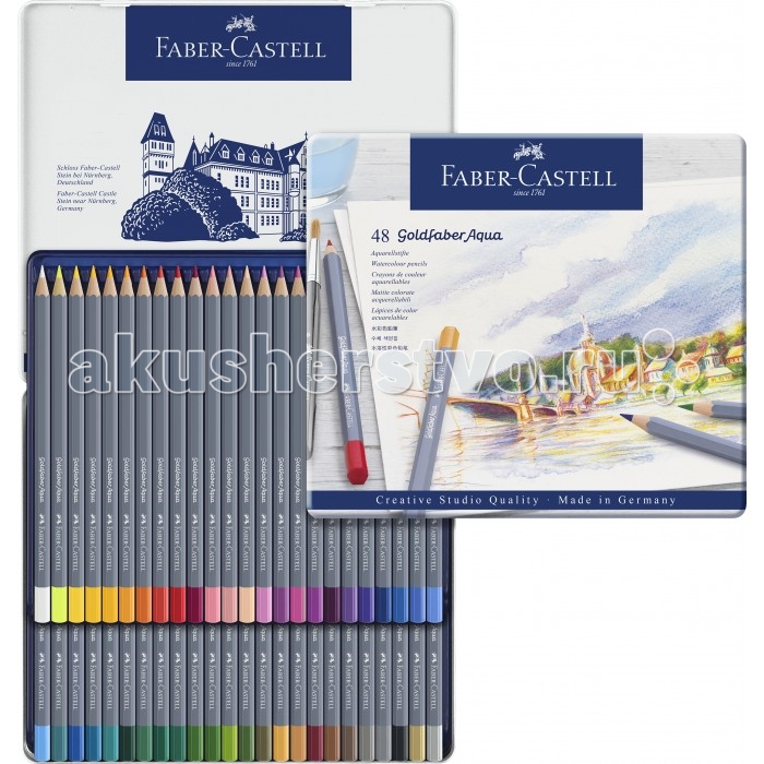 

Faber-Castell Акварельные карандаши Goldfaber Aqua в металлической коробке 48 шт., Акварельные карандаши Goldfaber Aqua в металлической коробке 48 шт.