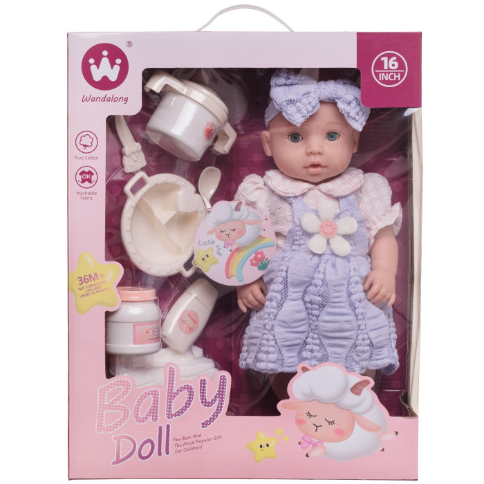 Куклы и одежда для кукол Junfa Игровой набор Пупс-кукла и игровые предметы 40 см кукла junfa ardana baby шатенка с розовой кошкой 37 5 см