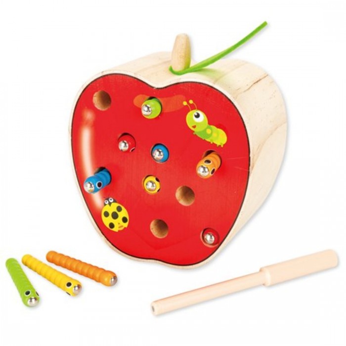 Деревянная игрушка Mapacha Игра-рыбалка Поймай гусеницу деревянная игрушка tooky toy игра кольца