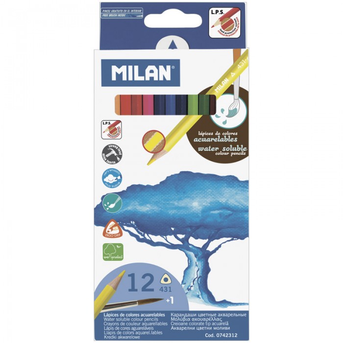 

Milan Карандаши акварельные 431 12 цветов, Карандаши акварельные 431 12 цветов