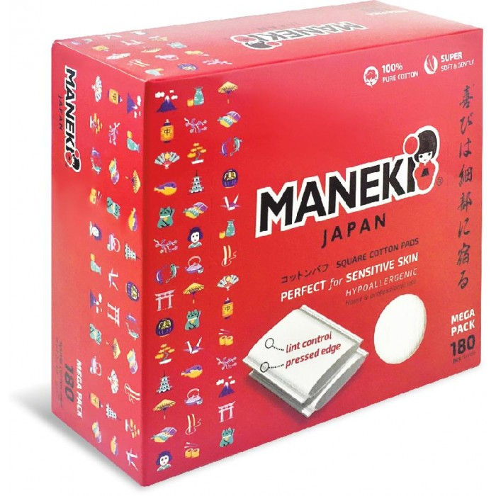 Maneki Подушечки ватные косметические Lovely прямоугольные с пресс-линиями 180 шт. 5 упаковок