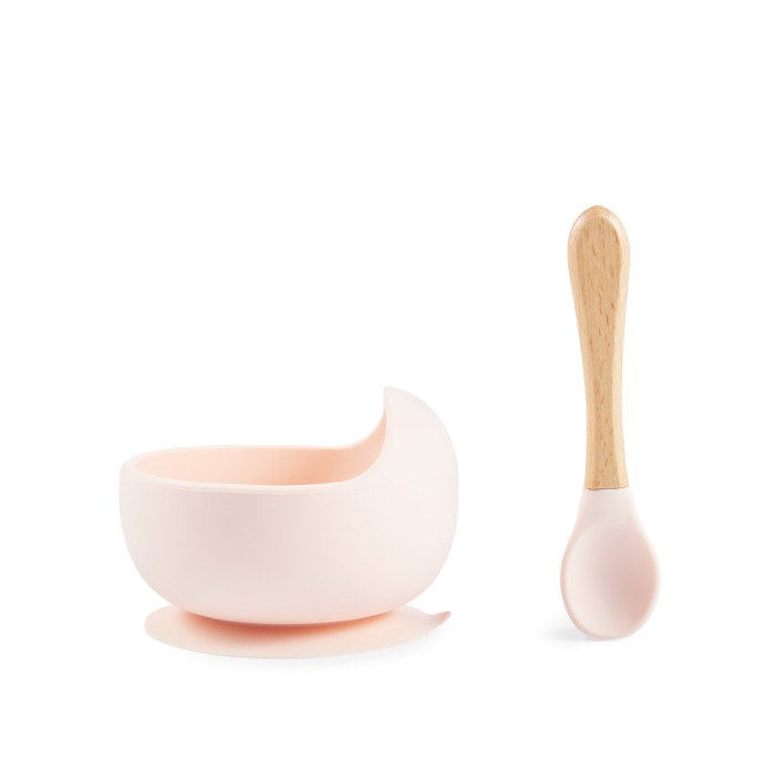 Happy Baby Набор посуды для детей: миска на присоске и ложка тарелка на присоске с крышкой happy baby 15002 розовая