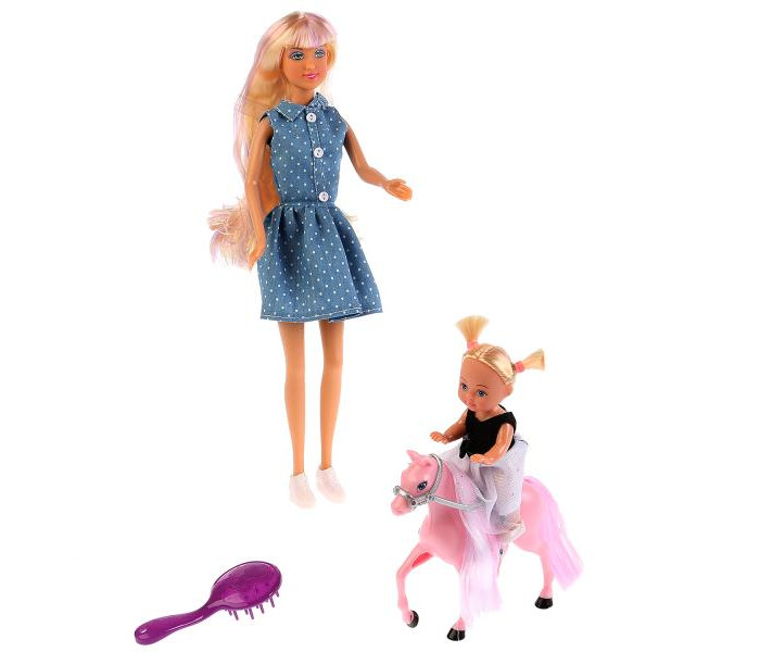 цена Куклы и одежда для кукол Defa Кукла с дочкой на лошадке 29 см