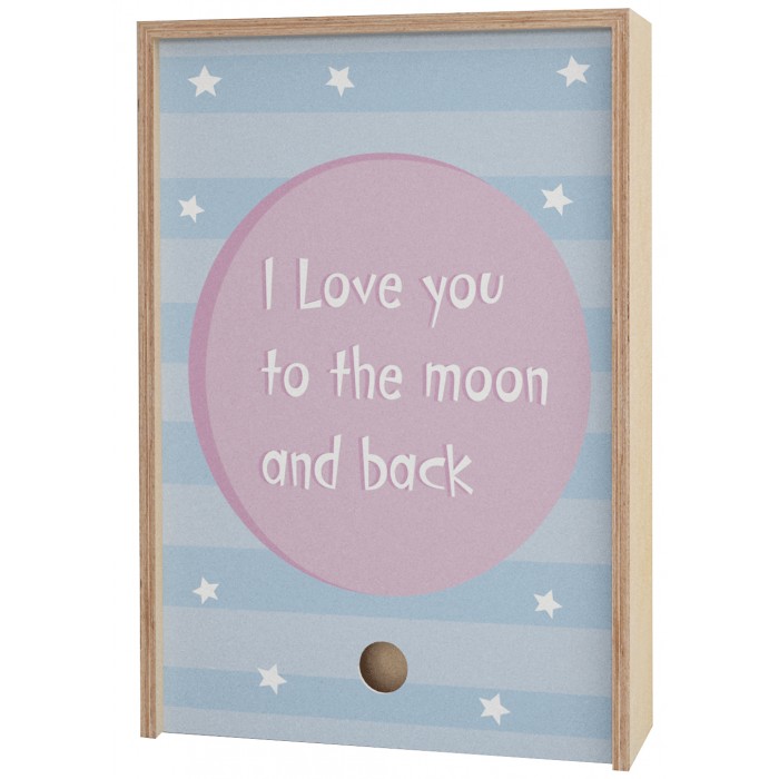 Акушерство Деревянная подарочная коробка Memory Box I love you to the moon and back 38х25х10 см - фото 1