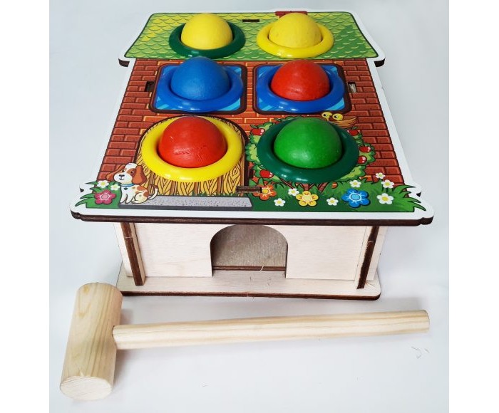 Деревянные игрушки Woodland Стучалка цветная Дом