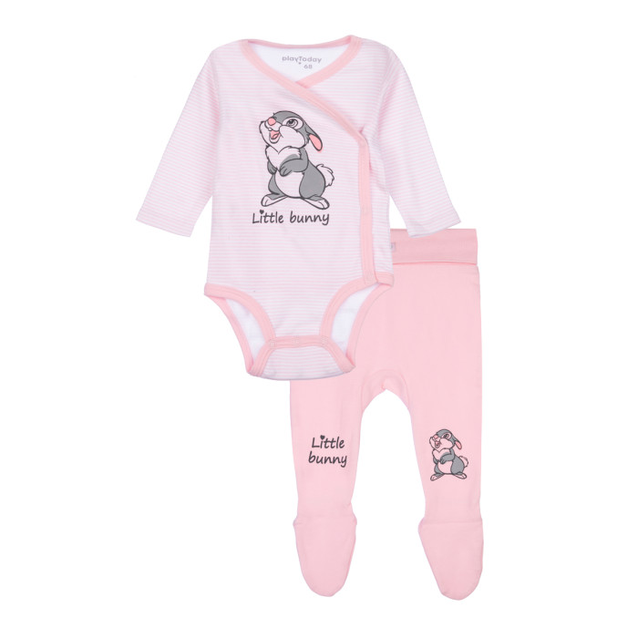комплекты детской одежды playtoday комплект для девочек cherry baby girls футболка шорты Комплекты детской одежды Playtoday Комплект для девочек Sweet bunny newborn-baby girls (боди, ползунки)